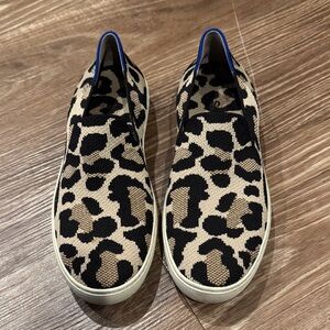Rothy's Leopard Print Flats with Blue Trim
